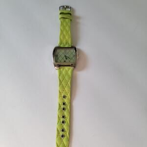 Croton Womens Watch Green Dial Silver Tone Tonneau Green Strap Quartz CN207168